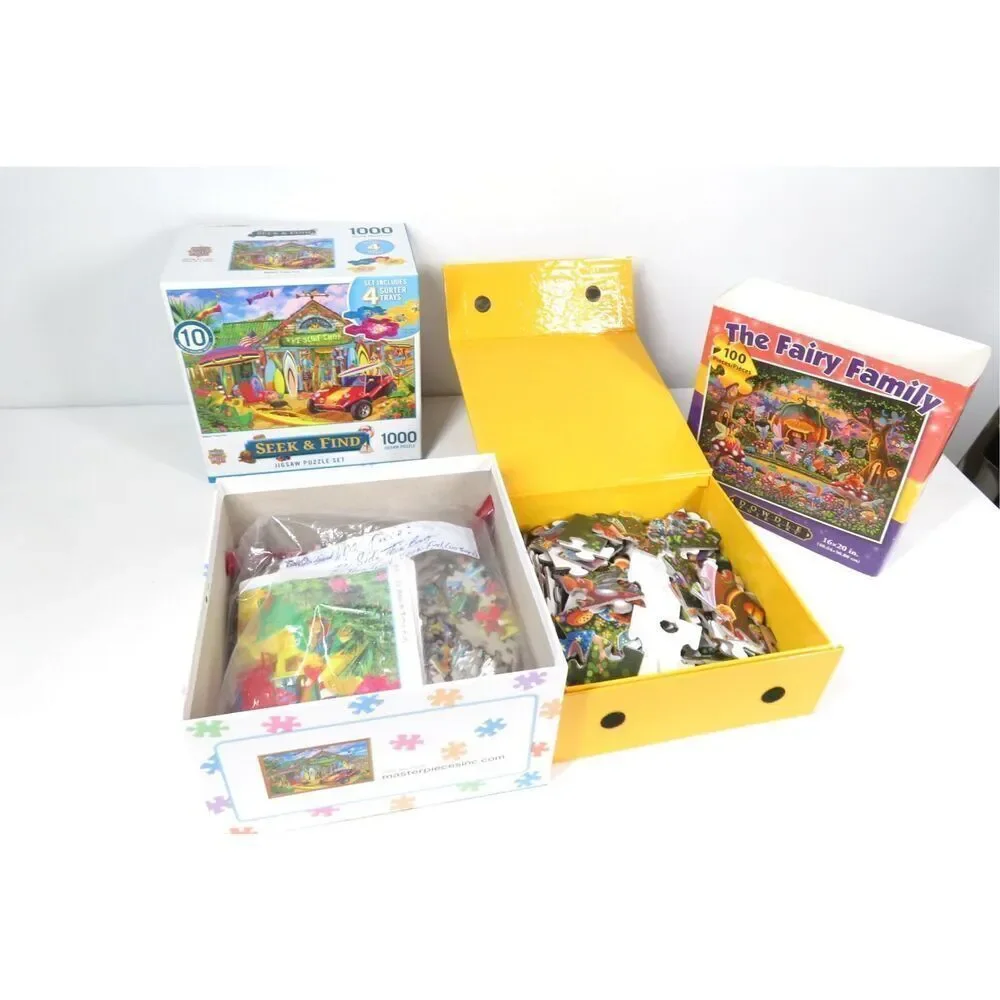 Dowdle Folk Art The Fairy Family Jigsaw Puzzle Seek & Find Beach Time Fun Set 2